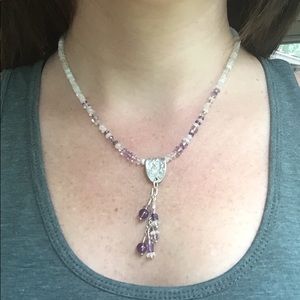 Delicate Moonstone and Amethyst Necklace